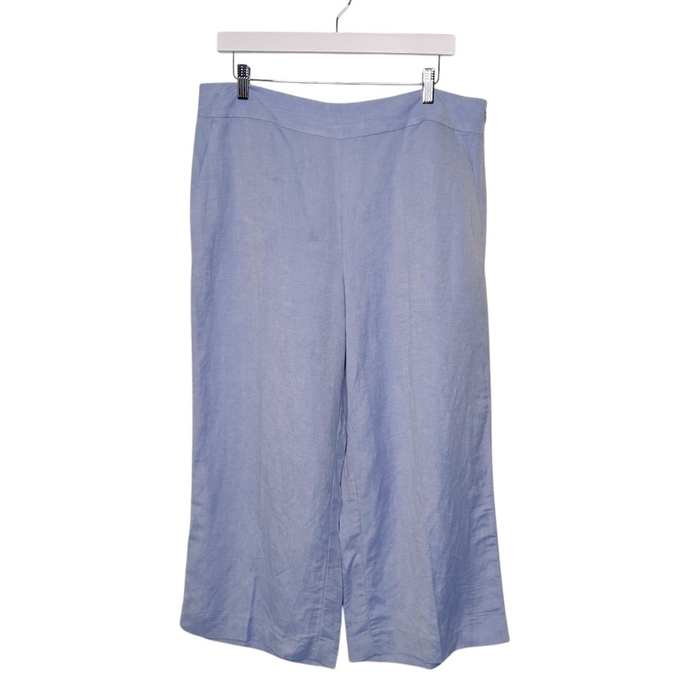 LOFT SKY BLUE LINEN BLEND WIDE LEG TROUSERS SZ 12 NWT